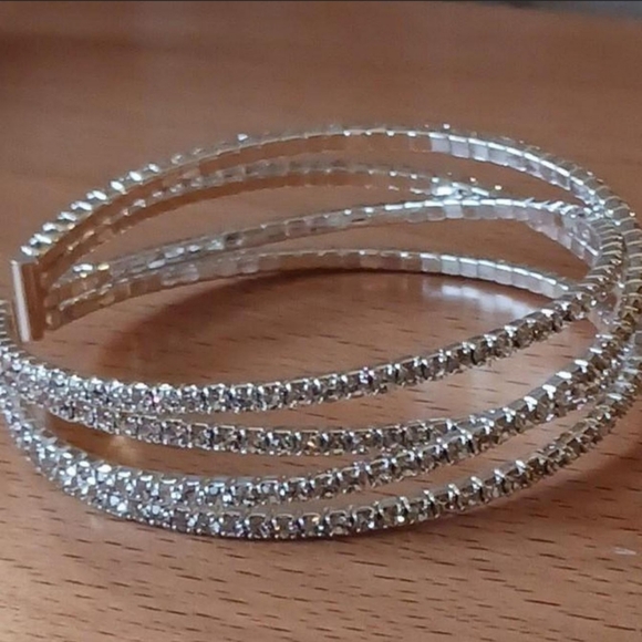 Silver Rhinestone Cuff Bracelet - Picture 8 of 10
